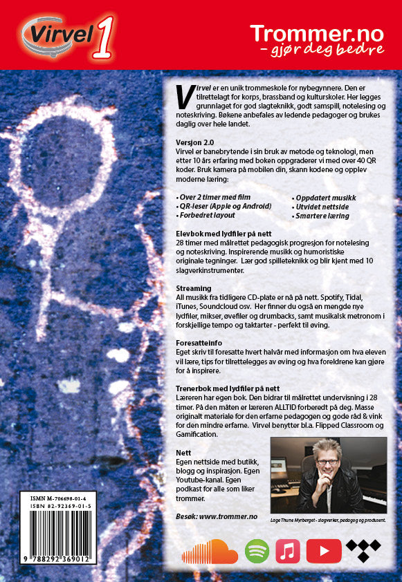 Virvel 1 elevbok bakside - oversikt over innhold og QR-koder