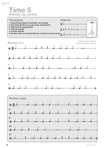 Virvel 1 trenerbok - slik er timene organisert i boken - s 1 