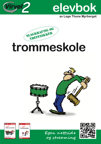 Virvel 2 elevbok forside - trommeinstruksjon for viderekomne