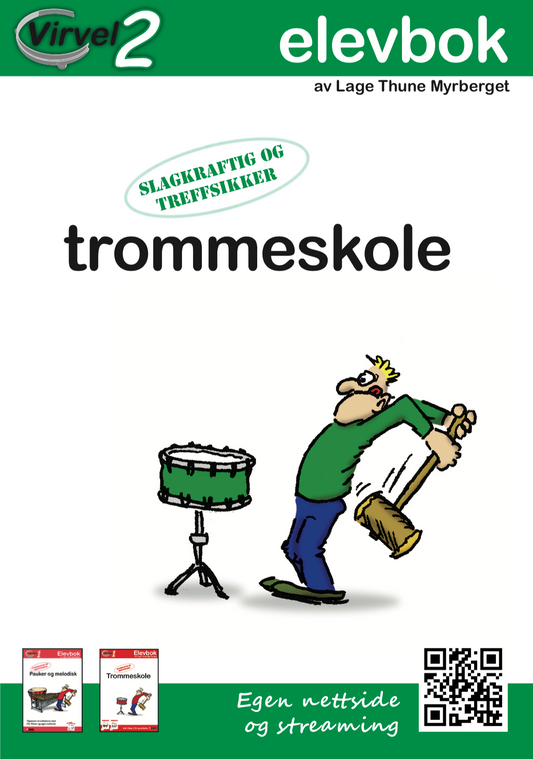 Virvel 2 elevbok forside - trommeinstruksjon for viderekomne