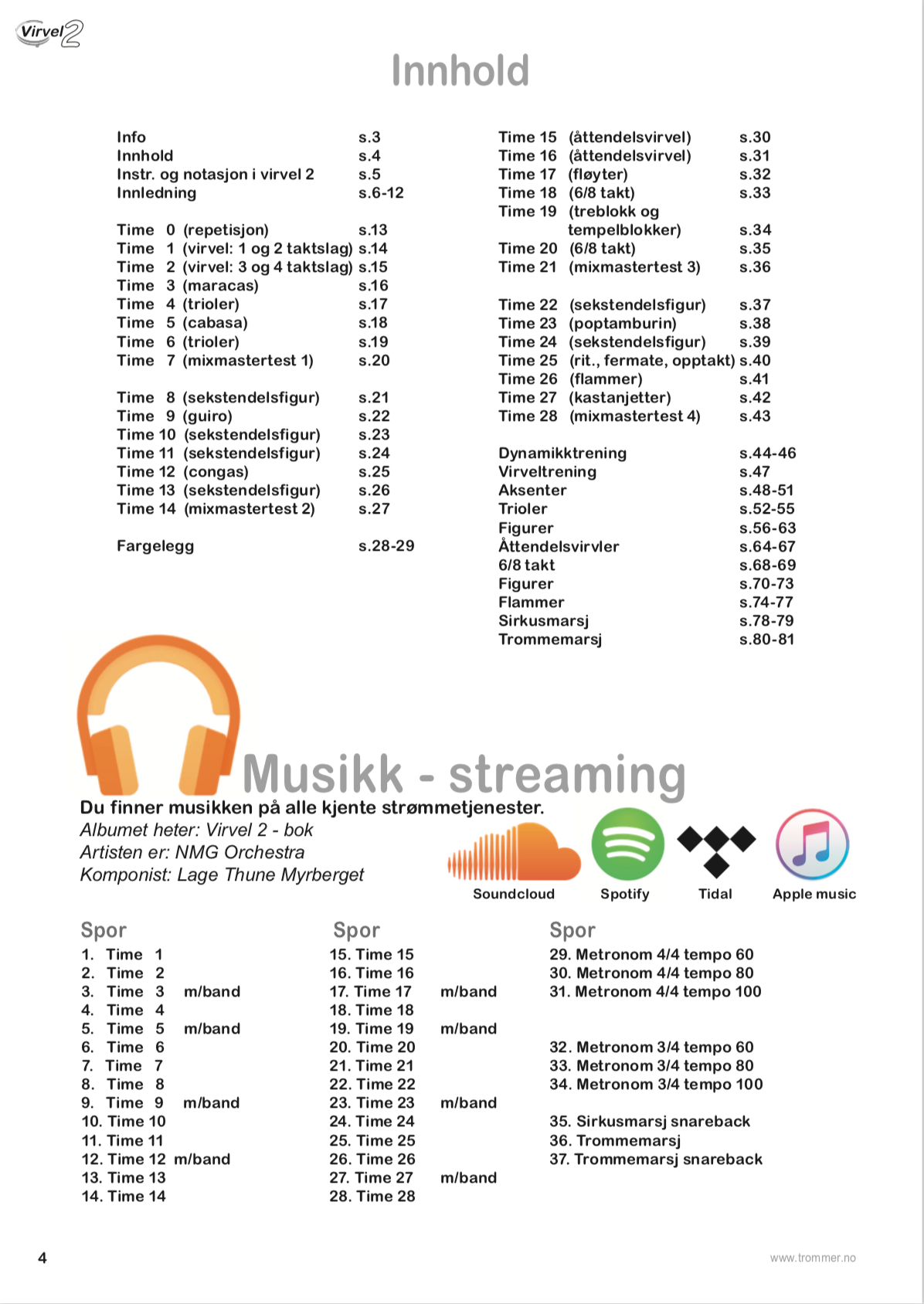 Virvel 2 elevbok - innholdsfortegnelse - oversikt over leksjoner